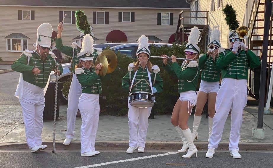 Green and White Marching Band Uniforms for rent