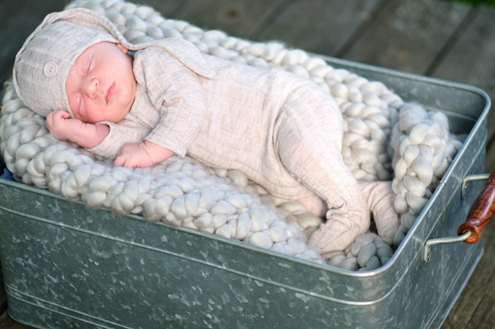 Baby tin metal bucket Marconi Photography