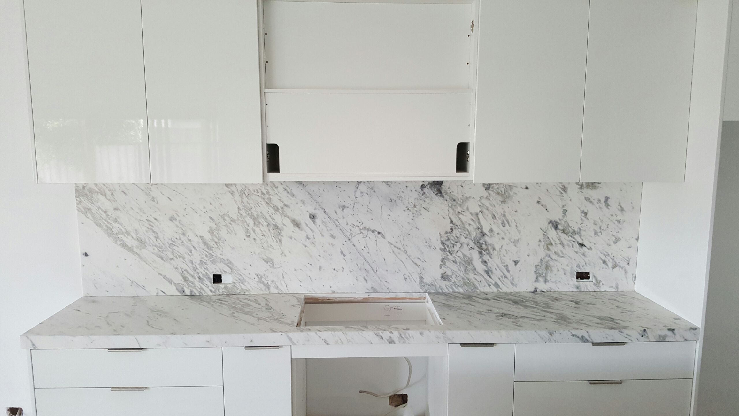 Carrara Marble Kitchen and Island Bench installation Marella
