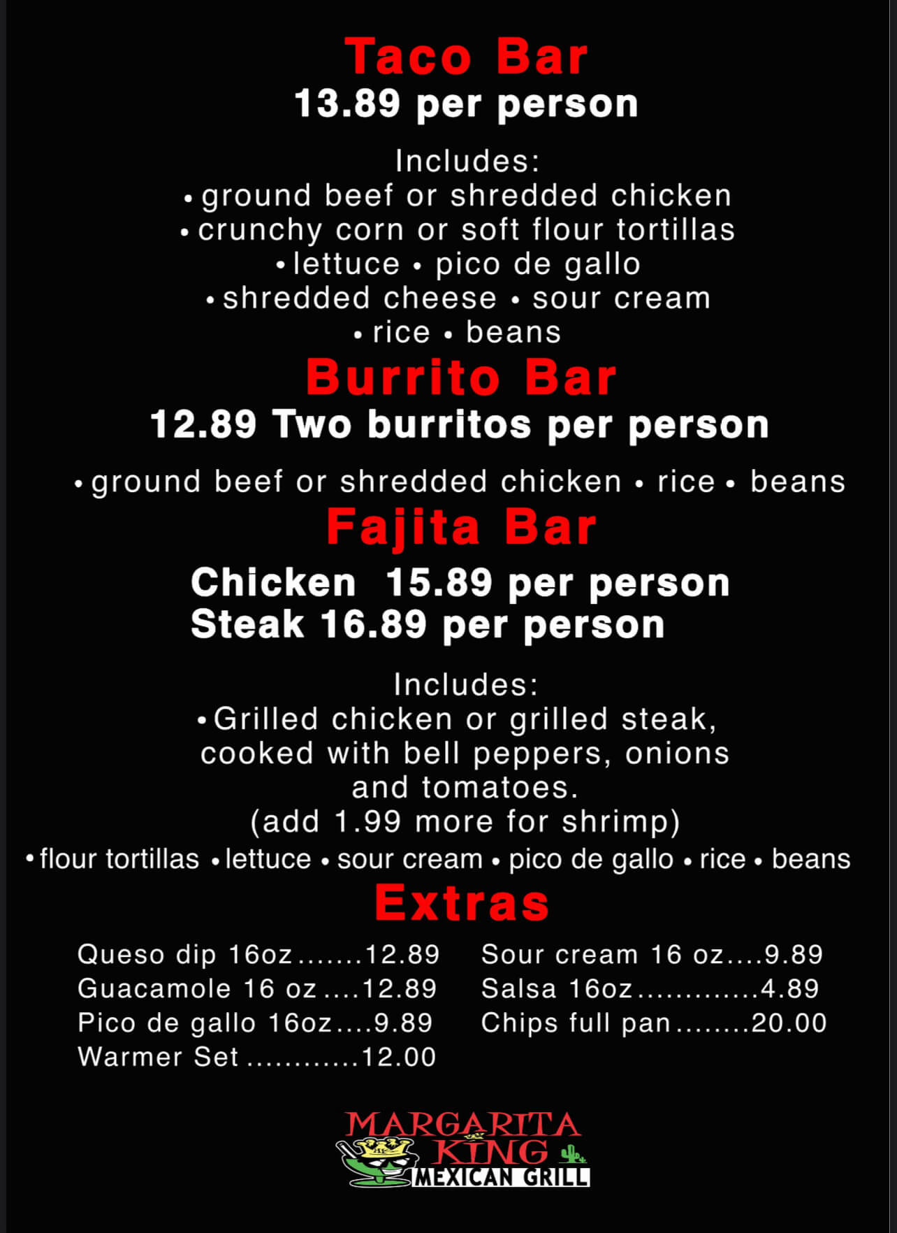 Catering Margarita King Mexican Grill