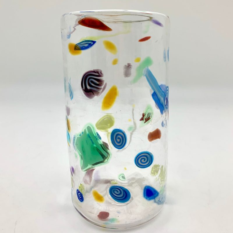 HandBlown Confetti Tall Glass by Daniel Gaumer Margo's Pottery