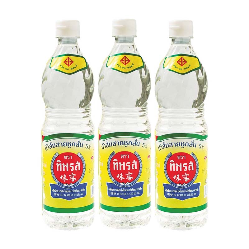 Tiparos Distilled Vinegar 700 ml x 3 Bottles.ทิพรส น้ำส้มสายชู 700 มล.