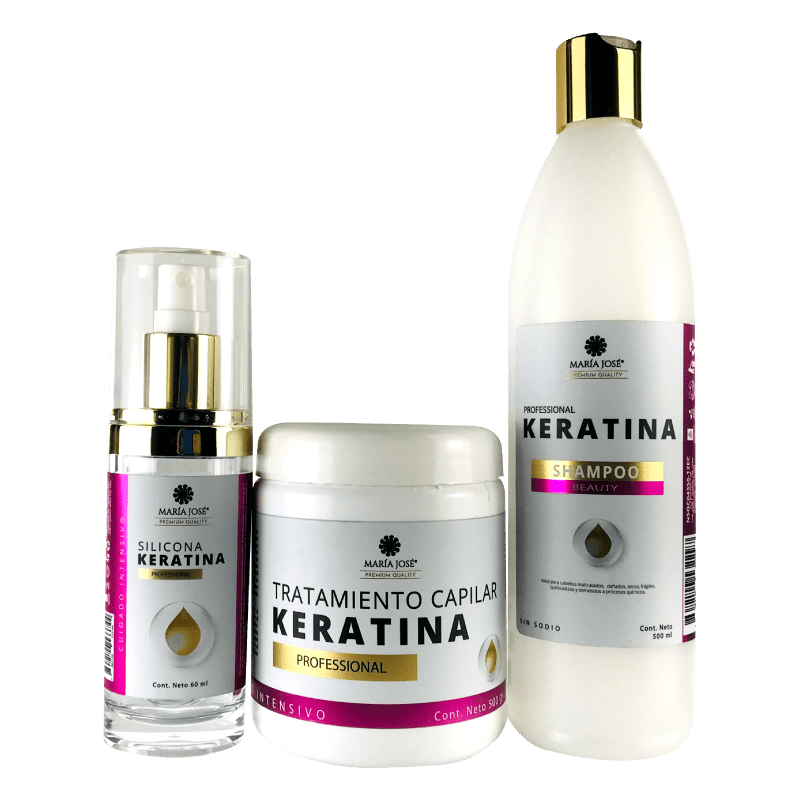 COMBO KERATINA (SHAMPOO+SILICONA+TRATAMIENTO) María José Premium