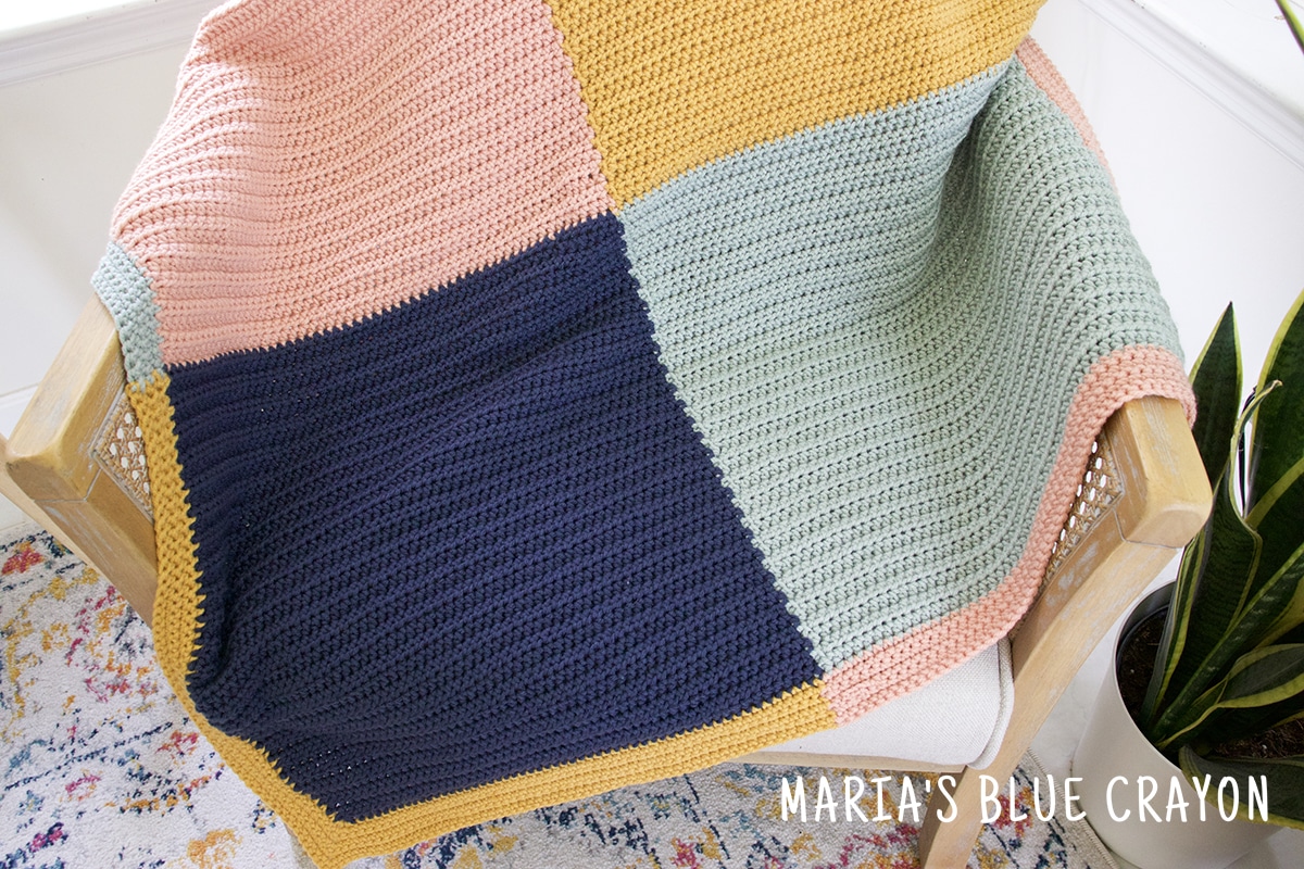 Color Block Crochet Blanket Pattern (Easy for Beginners) Maria's Blue Crayon