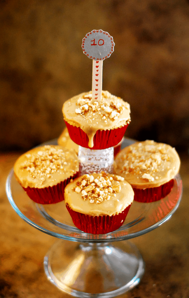Vanilla Buttermilk Cupcake With Caramel Icing And Praline