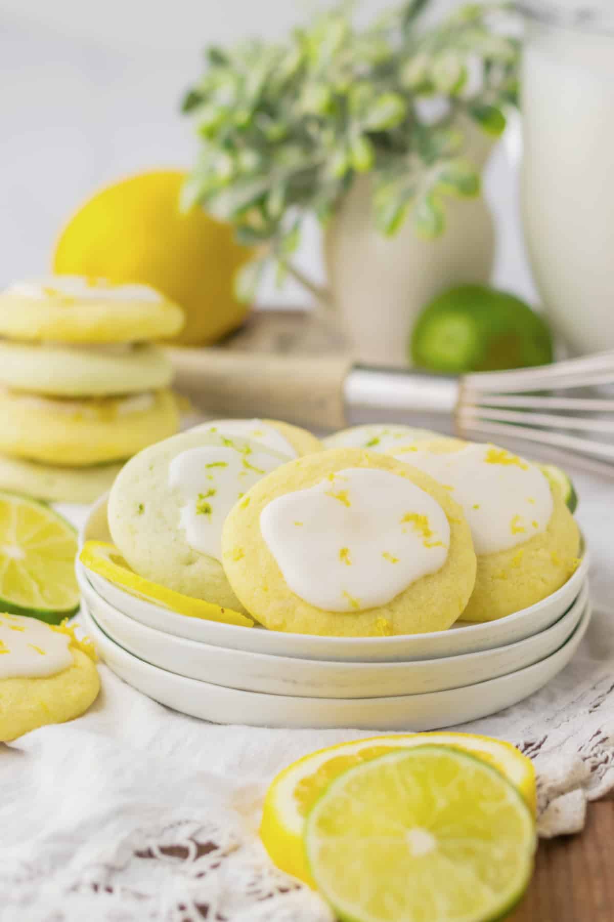Lemon and Lime cookies on a small plate.