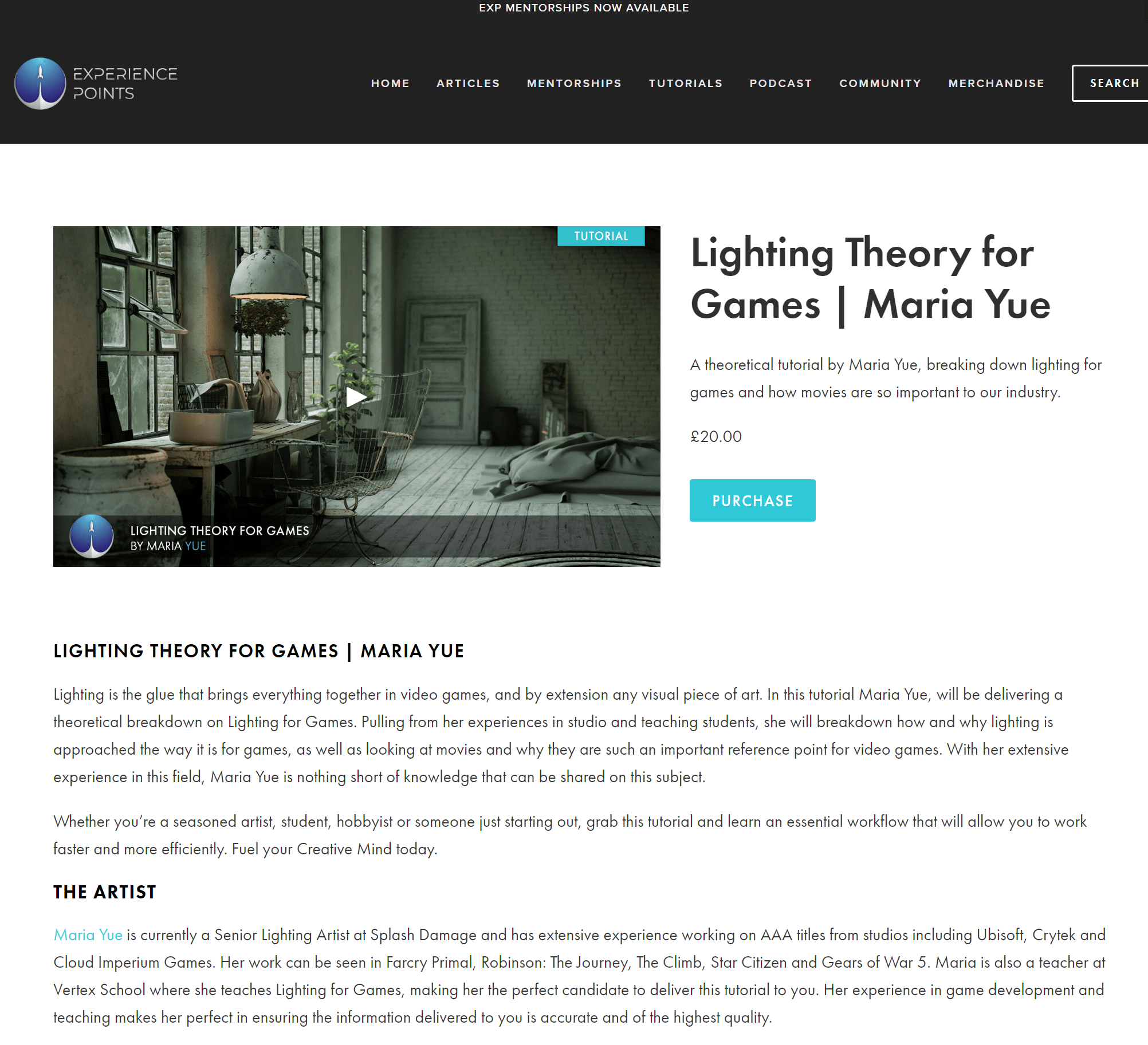 Maria Lighting Video game lighting design
