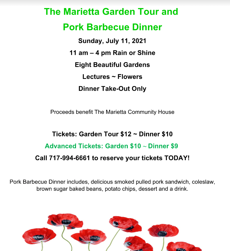 Marietta Garden Tour & BBQ Dinner Marietta, PA