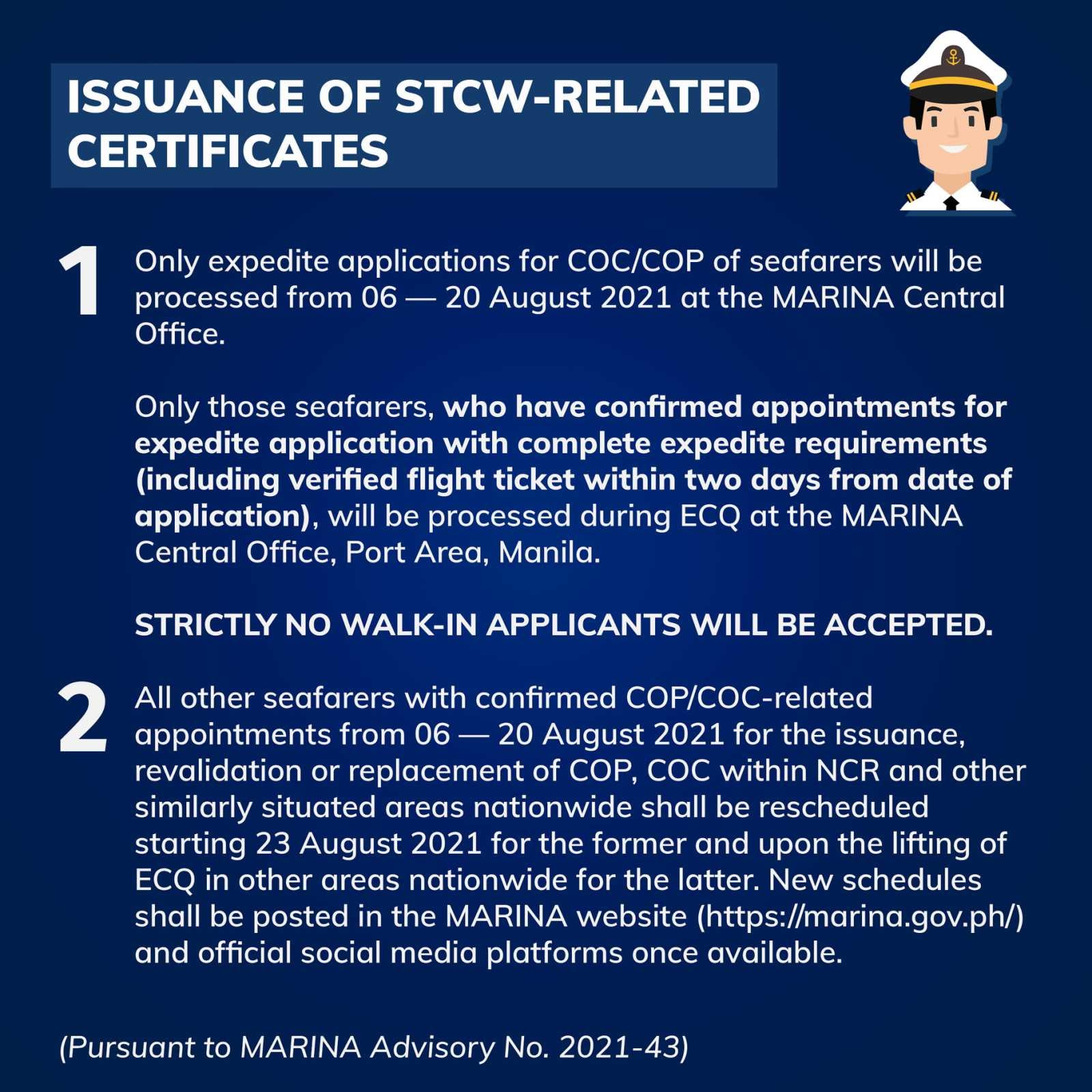 MARINA ensures readiness for ECQ; releases seafarerrelated