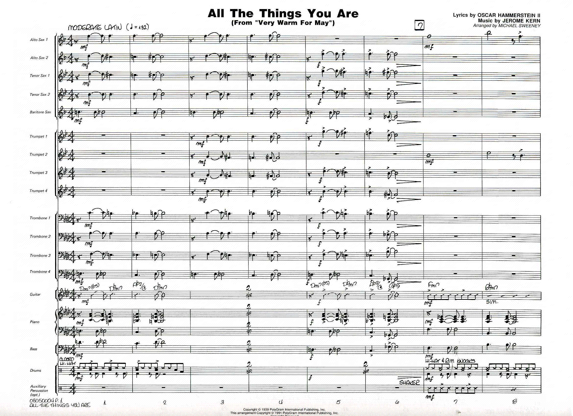 ALL THE THINGS YOU ARE Jazz Ensemble (Big Band), Jazz Standards for Younger Bands Marina Music