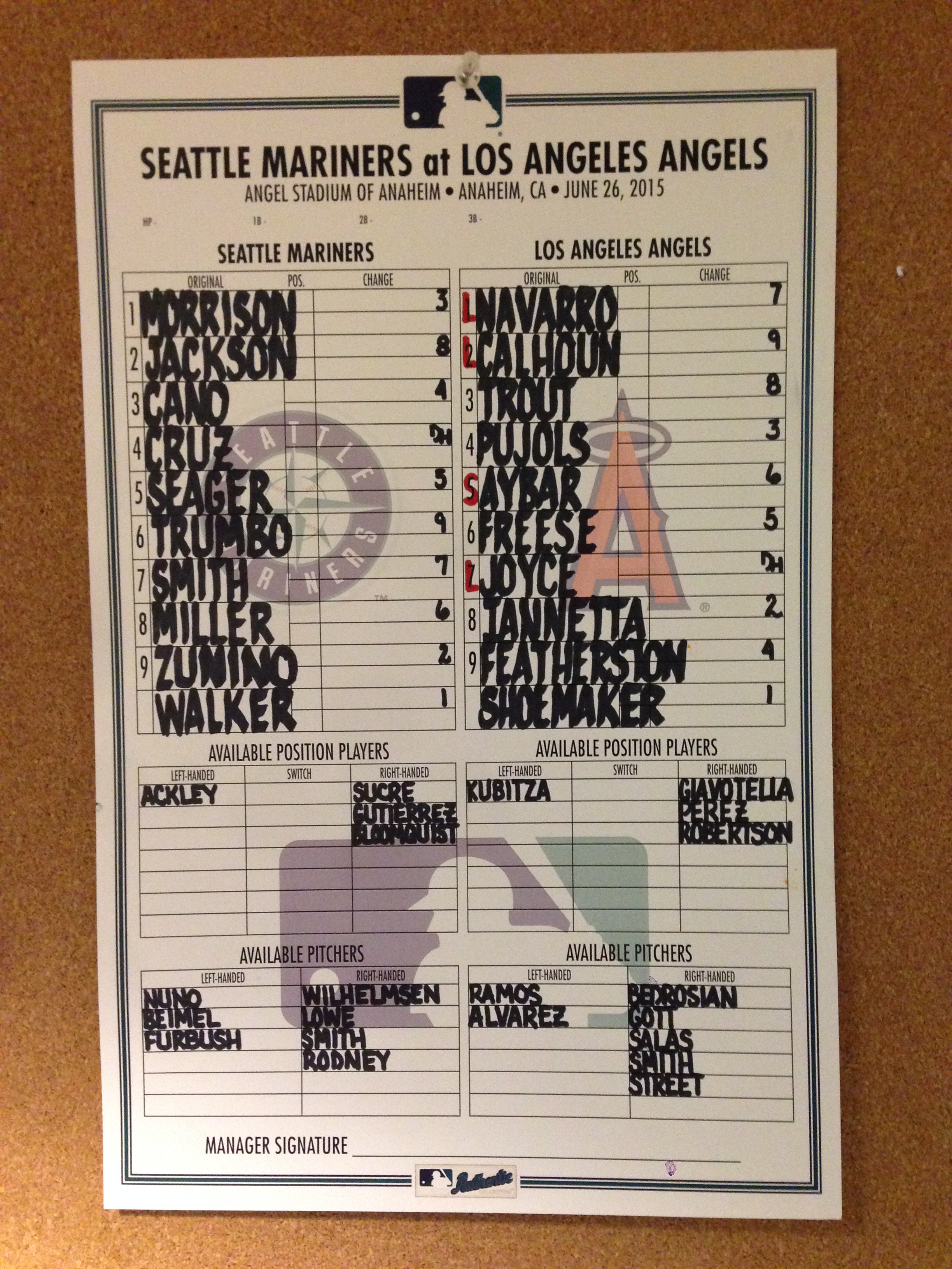 Mariners Game Central June 26 at Angels From the Corner of Edgar & Dave