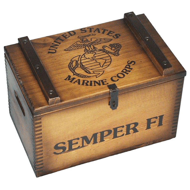 Wooden USMC Ammo Box with Hasp for Lock The Marine Shop
