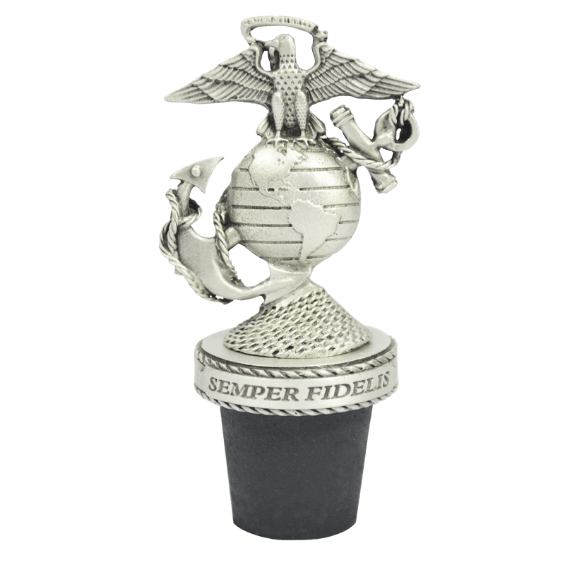 Pewter USMC Emblem Bottle Stopper The Marine Shop