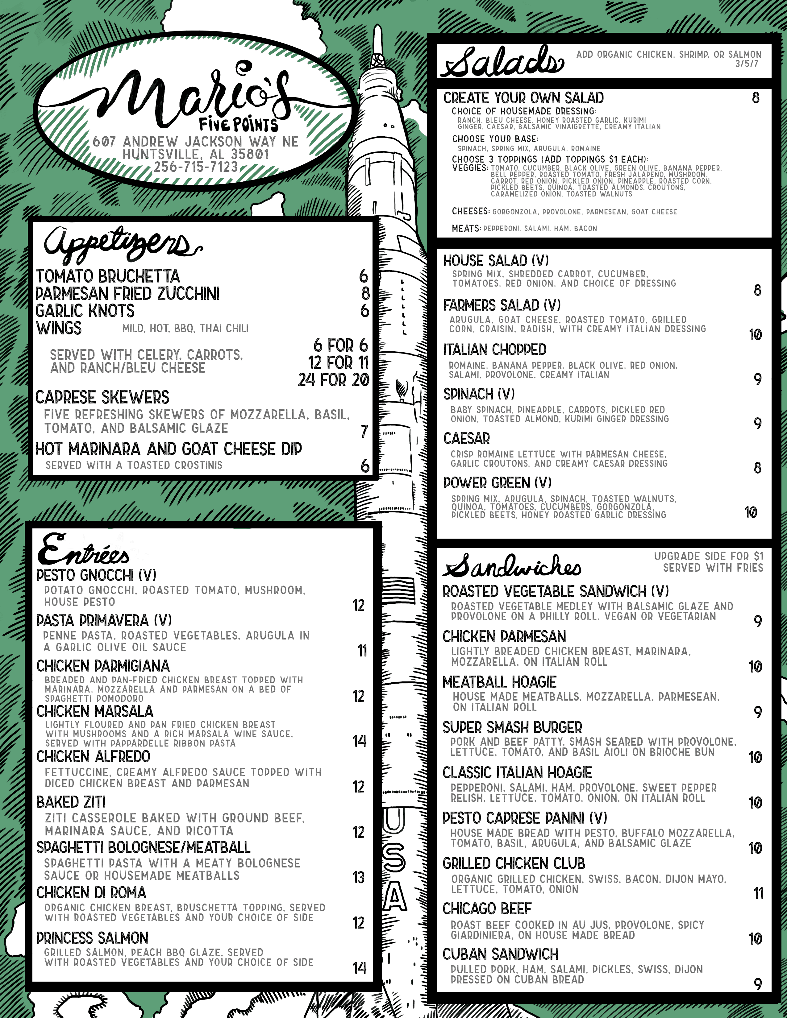 Mario's Five Points Menu Mario's Five Points Pasta, Pizza