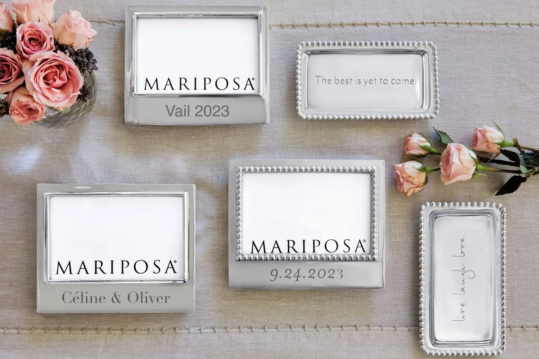 Beaded 4x6 Engravable Statement Picture Frame Mariposa