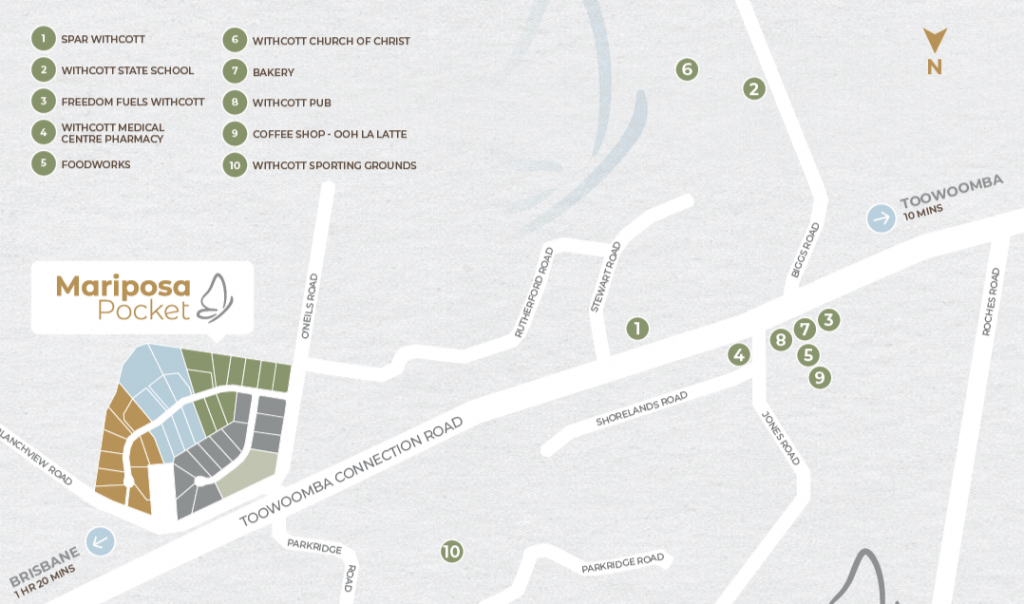 Mariposa Pocket Location Located in Withcott QLD