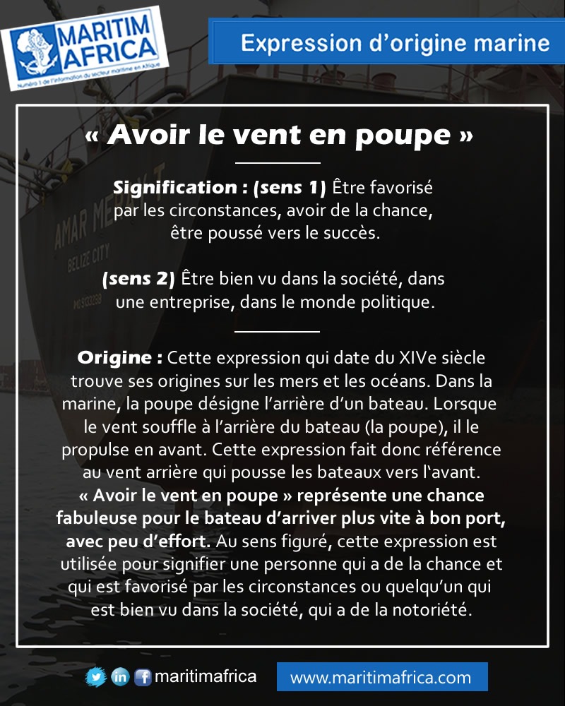 AVOIR LE VENT EN POUPE Maritimafrica