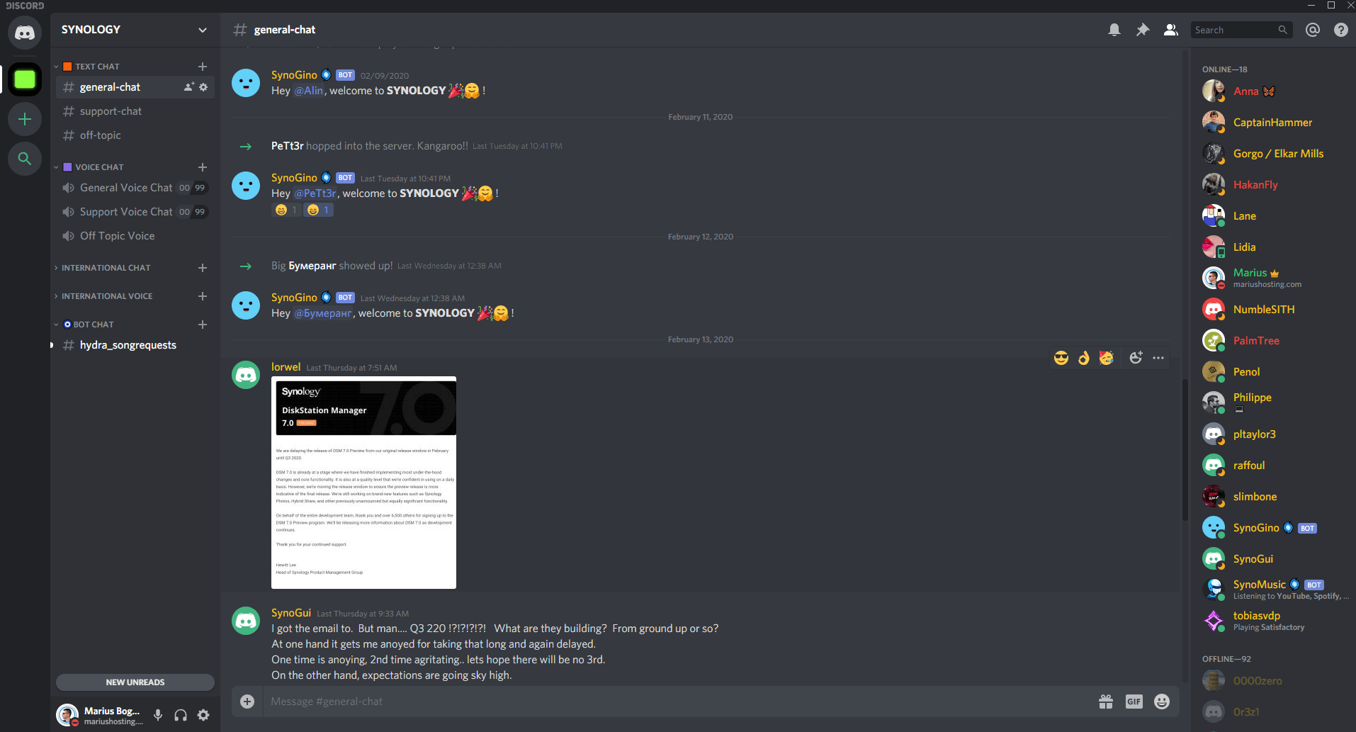 Synology Discord Community Growing Fast Marius Hosting