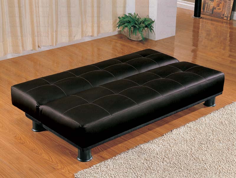 Faux Leather Modern Convertible Black Sofa Bed Marjen of Chicago