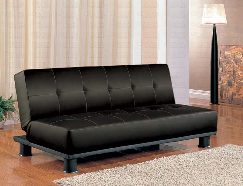 Faux Leather Modern Convertible Black Sofa Bed Marjen of Chicago