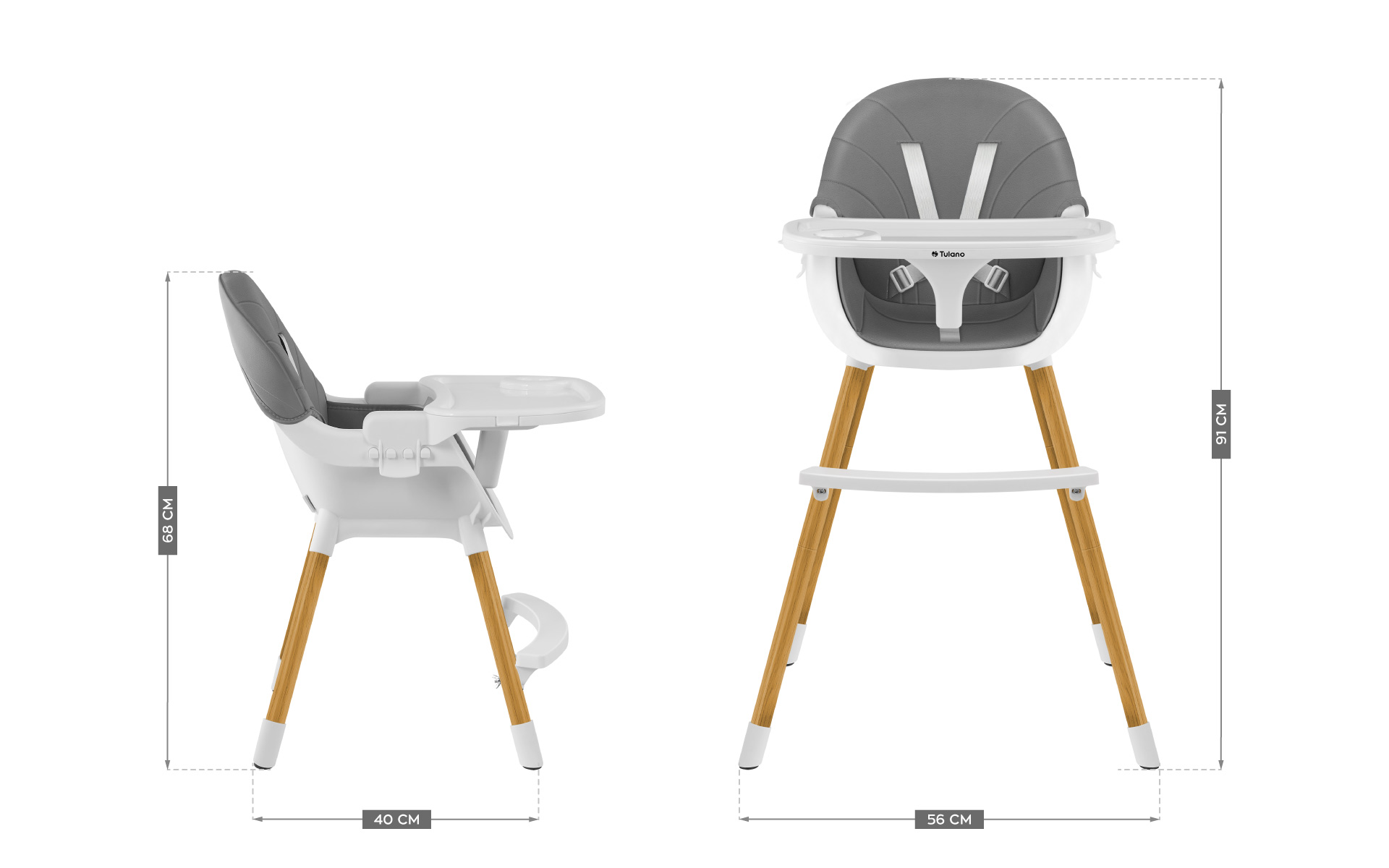 Krzesełko do karmienia Tulano Morsel Grey