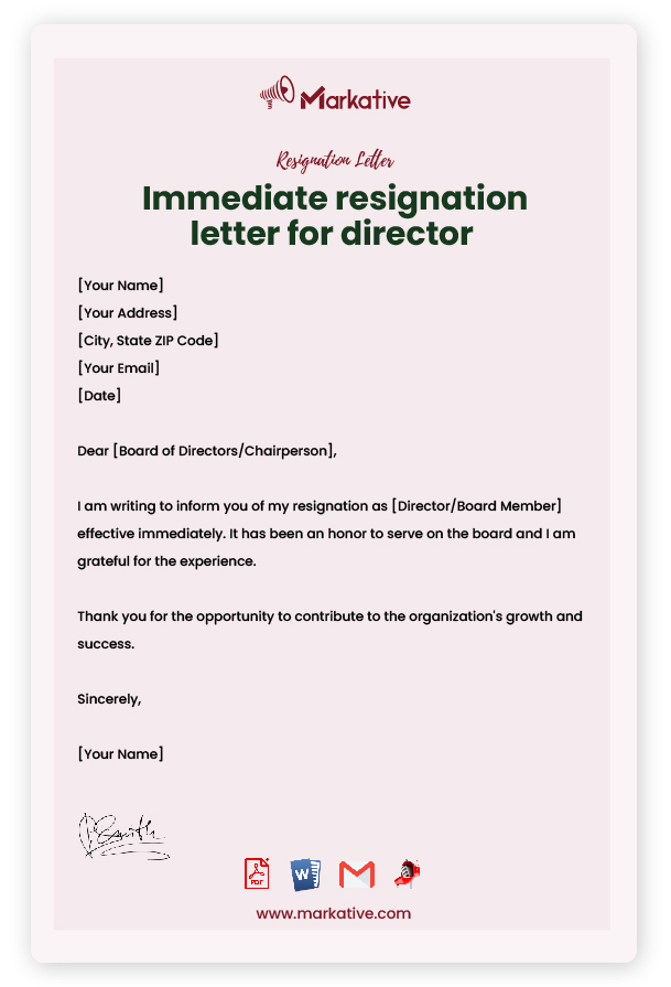 How to write appealing Director Resignation Letter [5+ Free Samples