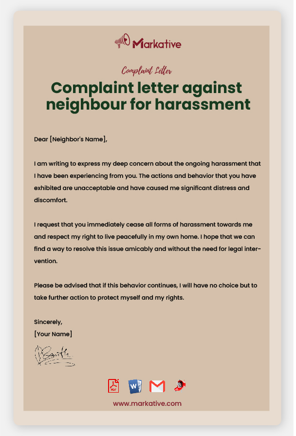 How To Write Creative Complaint Letter Against Neighbour [5 Free