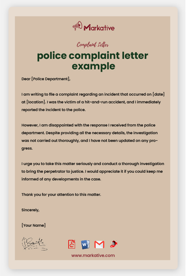 How To Write Best Police Complaint Letter [5+ Templates] Markative