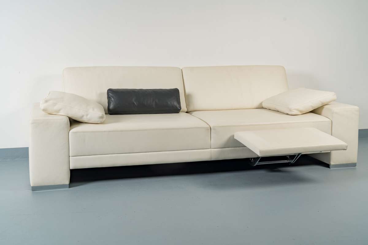 4Sitzer Sofa ALBA B 255 cm, mit Kopfstütze und Fußteil, Leder Volume weiß markenmoebel