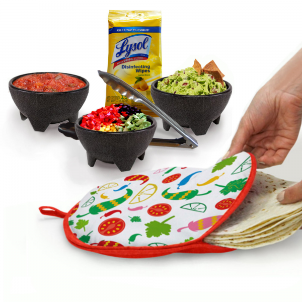 Cloth Tortilla Warmer Holder Microwave Mexican Dip Salsa Bowls Gift Set