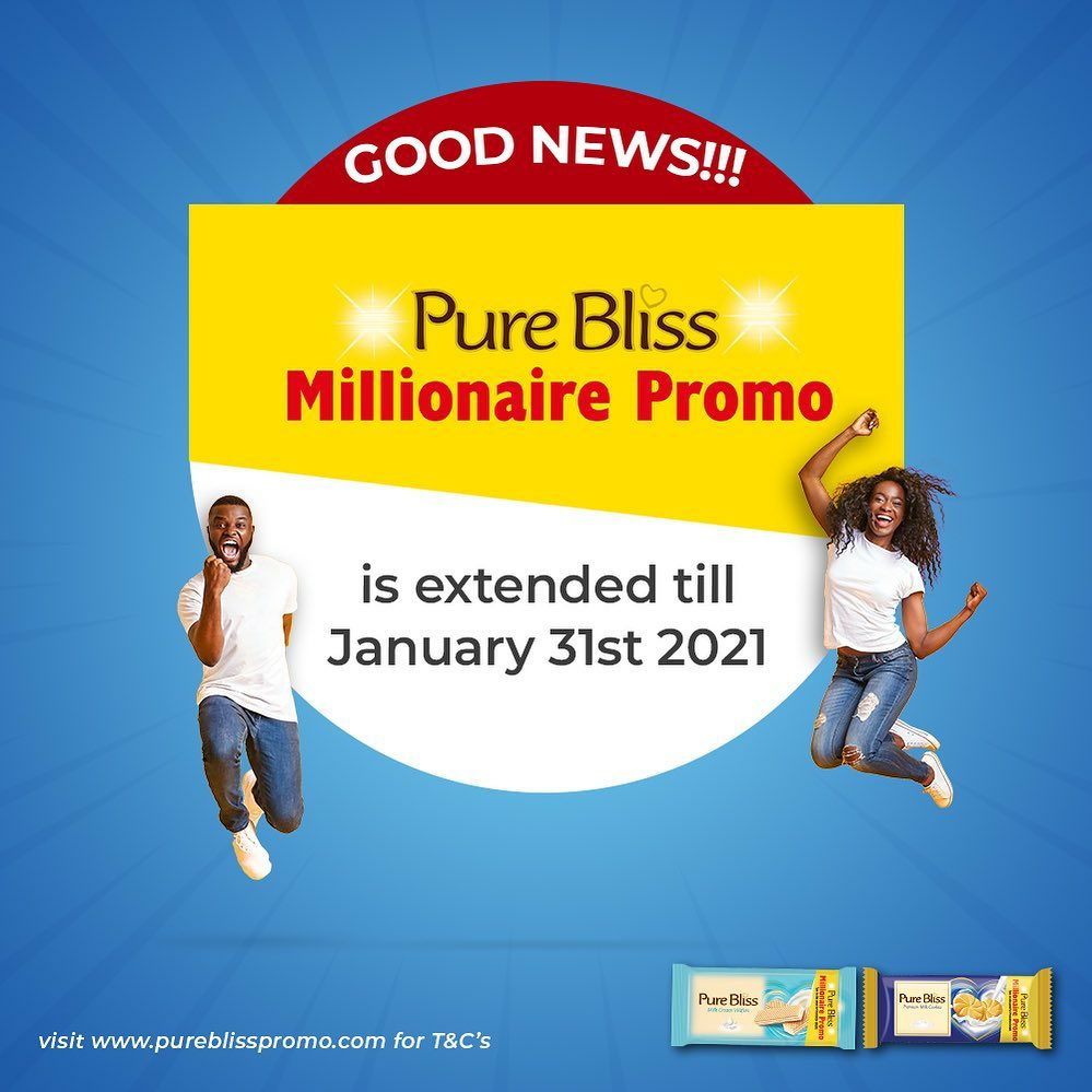 Pure Bliss extends Millionaire Promo till end of January Marketing