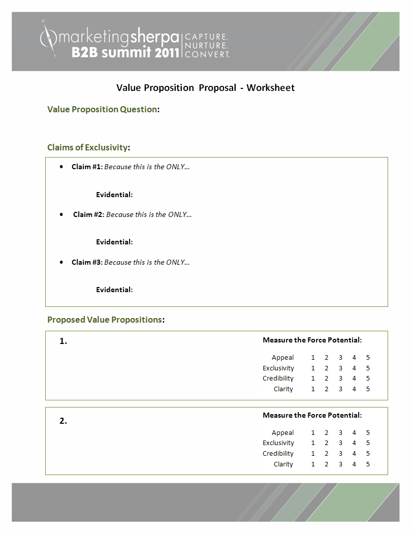 Value Proposition 3 worksheets to help you craft, express and create