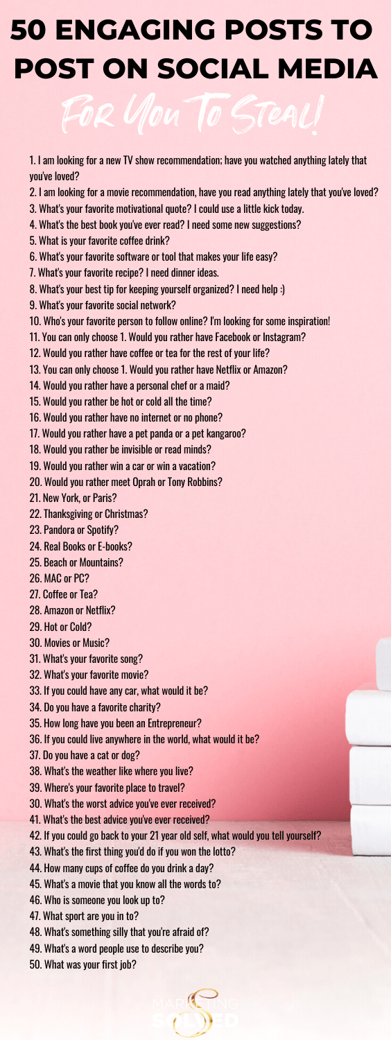 50 Engaging Posts To Post on Social Media That You Can Steal