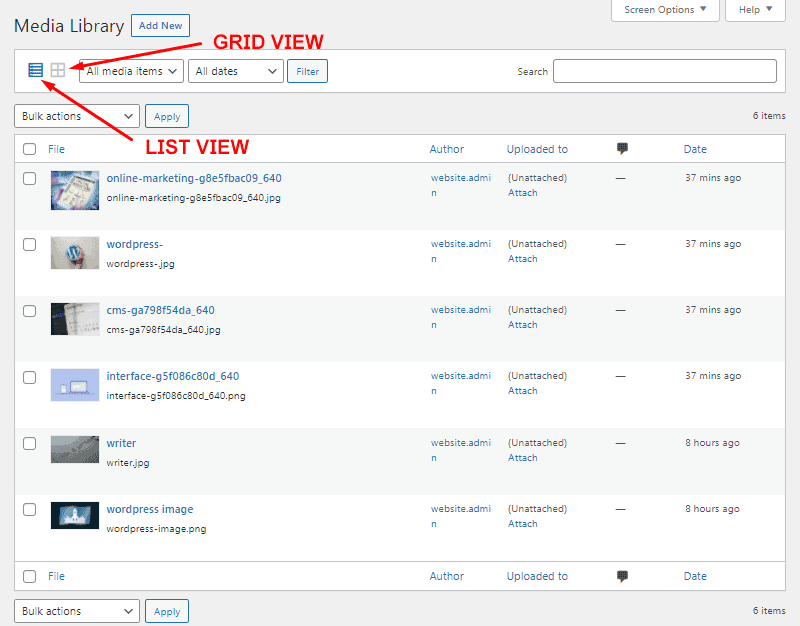 How to navigate the WordPress Media Library?