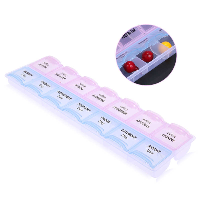 Pill Box Organiser, 14 Compartments Pill Box Organizer AM/PM Weekly