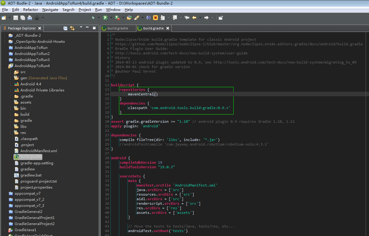 Minimalist Gradle Editor Eclipse Plugins, Bundles and Products