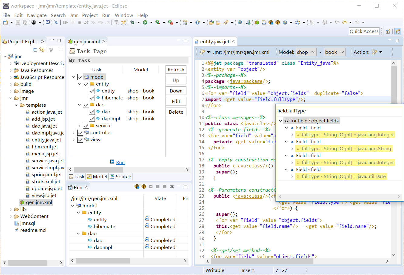 Jmr Code Generator for Java, JavaEE, SpringBoot/SpringCloud, JavaScript