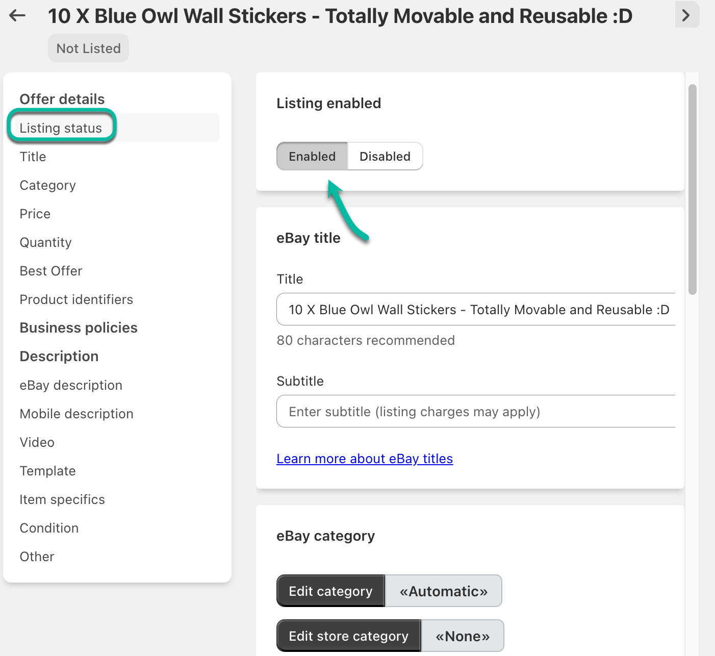 Single & Bulk Edit on eBay Shopify Marketplace Connect