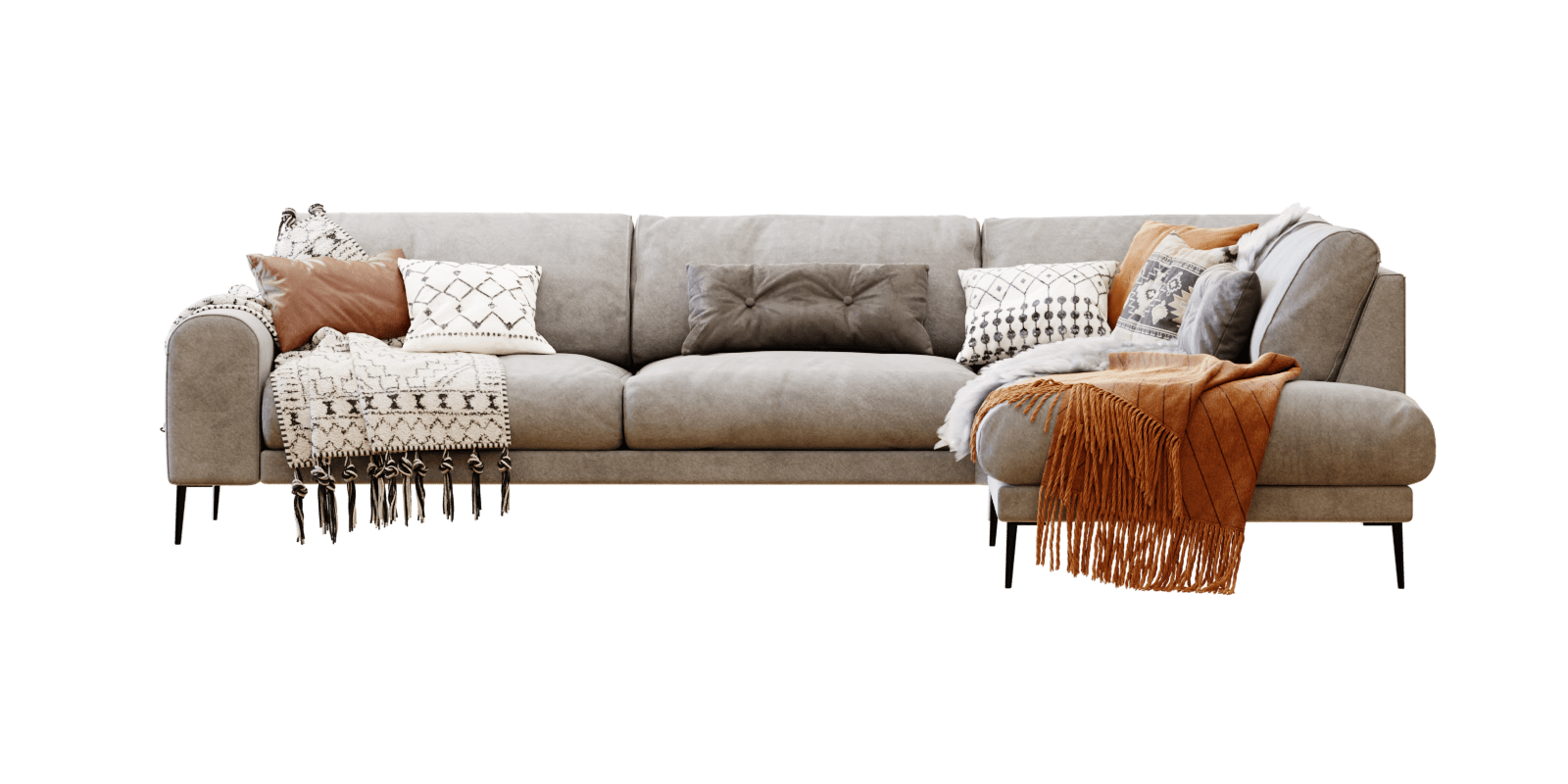 sofa Joy sectional sofa with pillows ,plaids and fur Cycles and