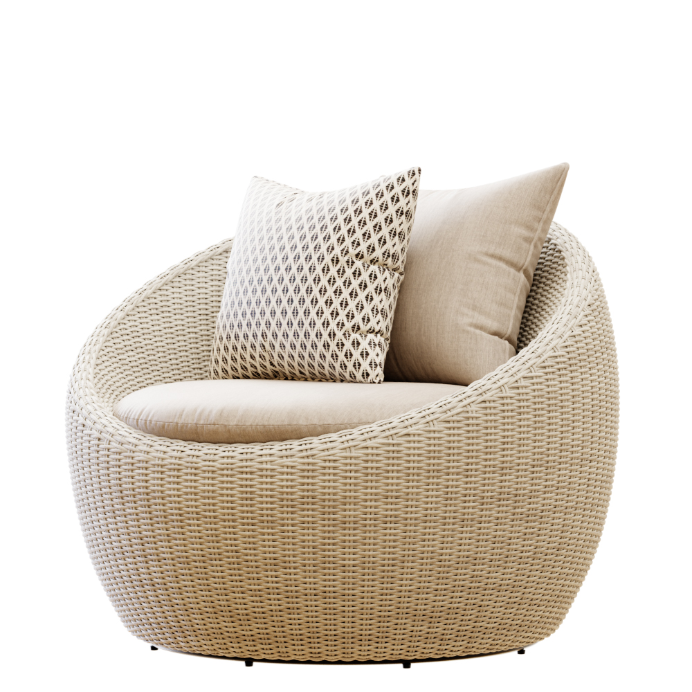 Armchair white rounded Exterior Rattan chair Inspired By Pool Lounge