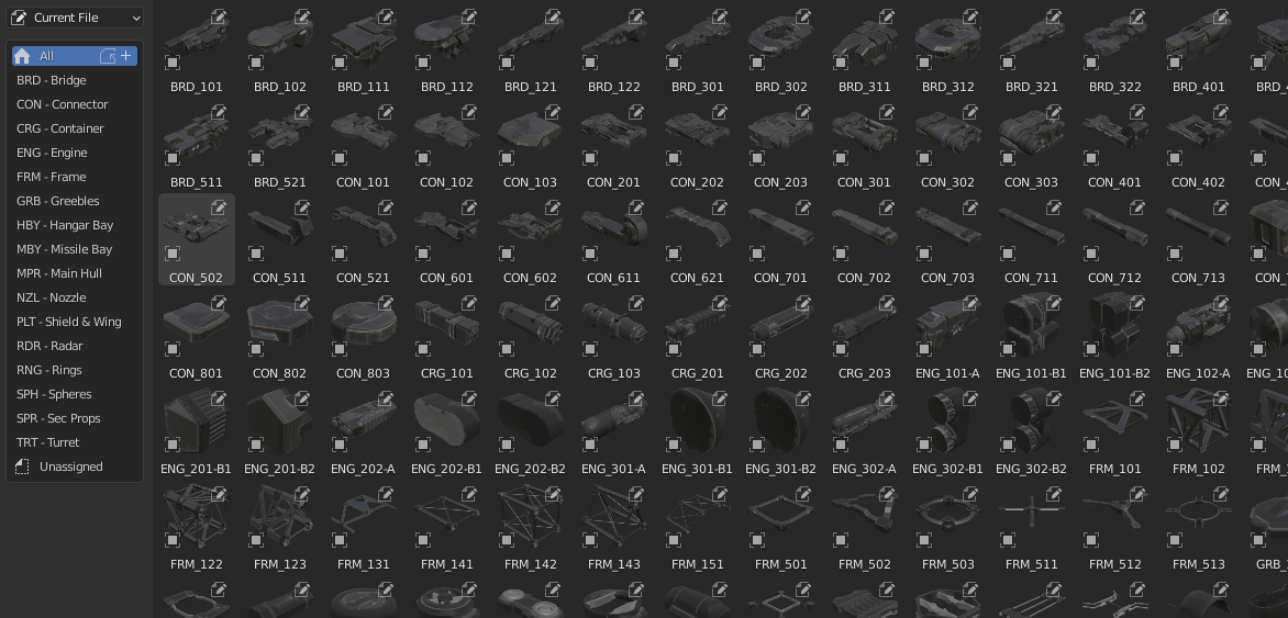 Spaceship Kitbash Pack Blender Market