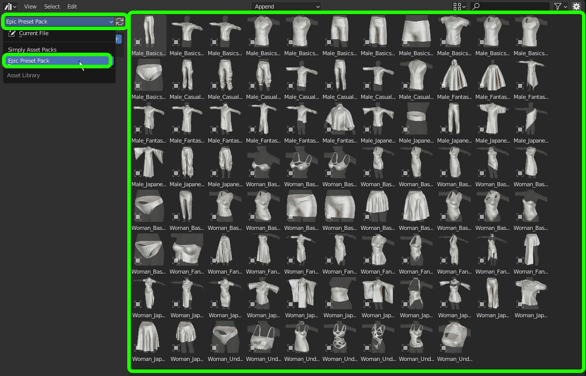 Epic Preset Clothing Pack Blender Market