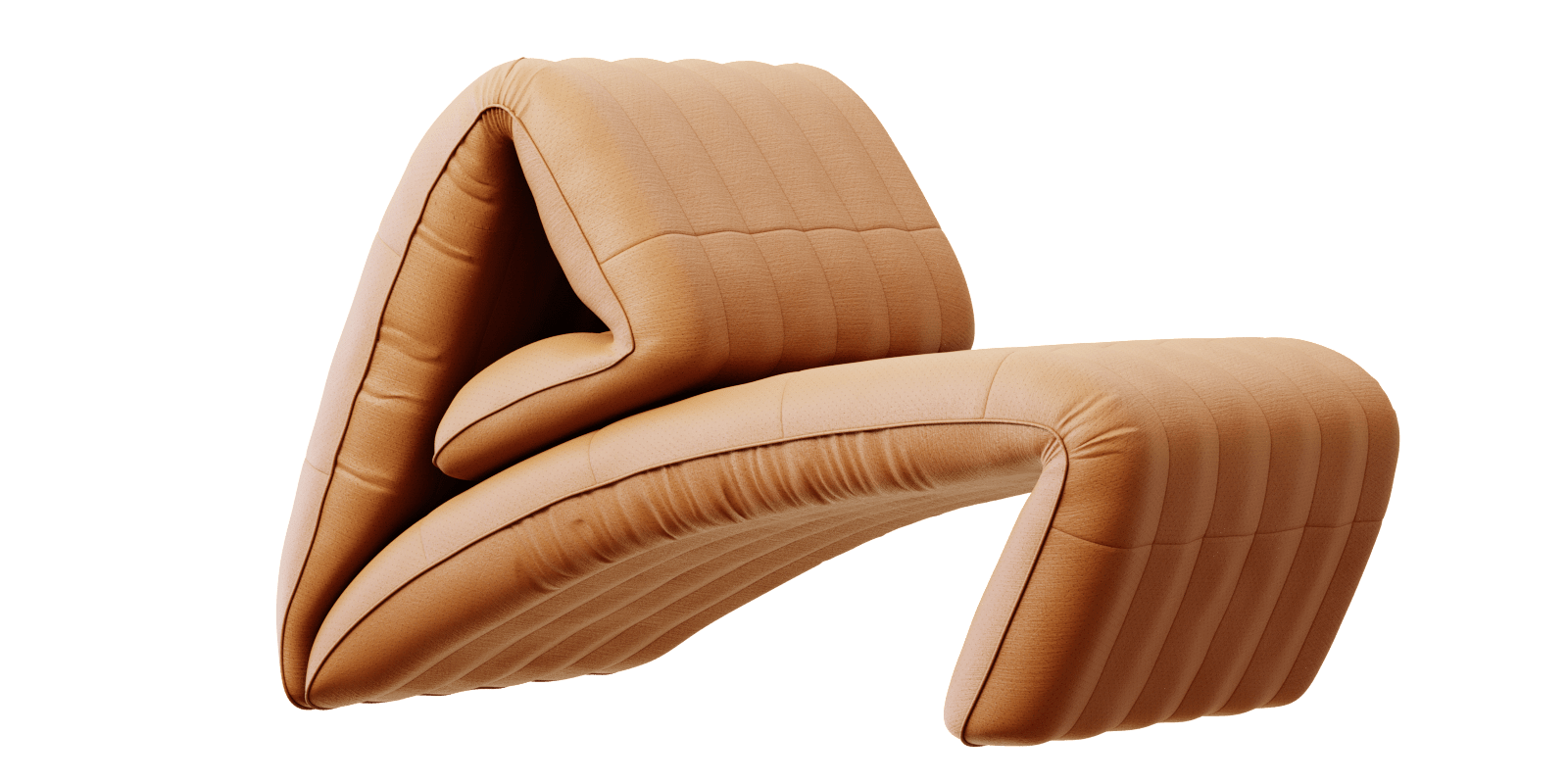 Armchair Folded leather armchair ribbed luxury leather chair