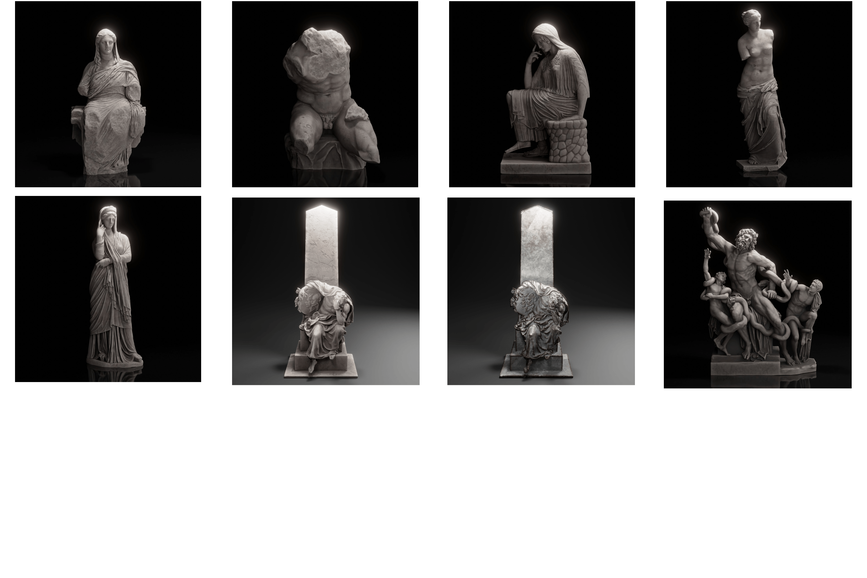 100+ Scaned Famous Statues in Rome 3d models Pack Blender Market