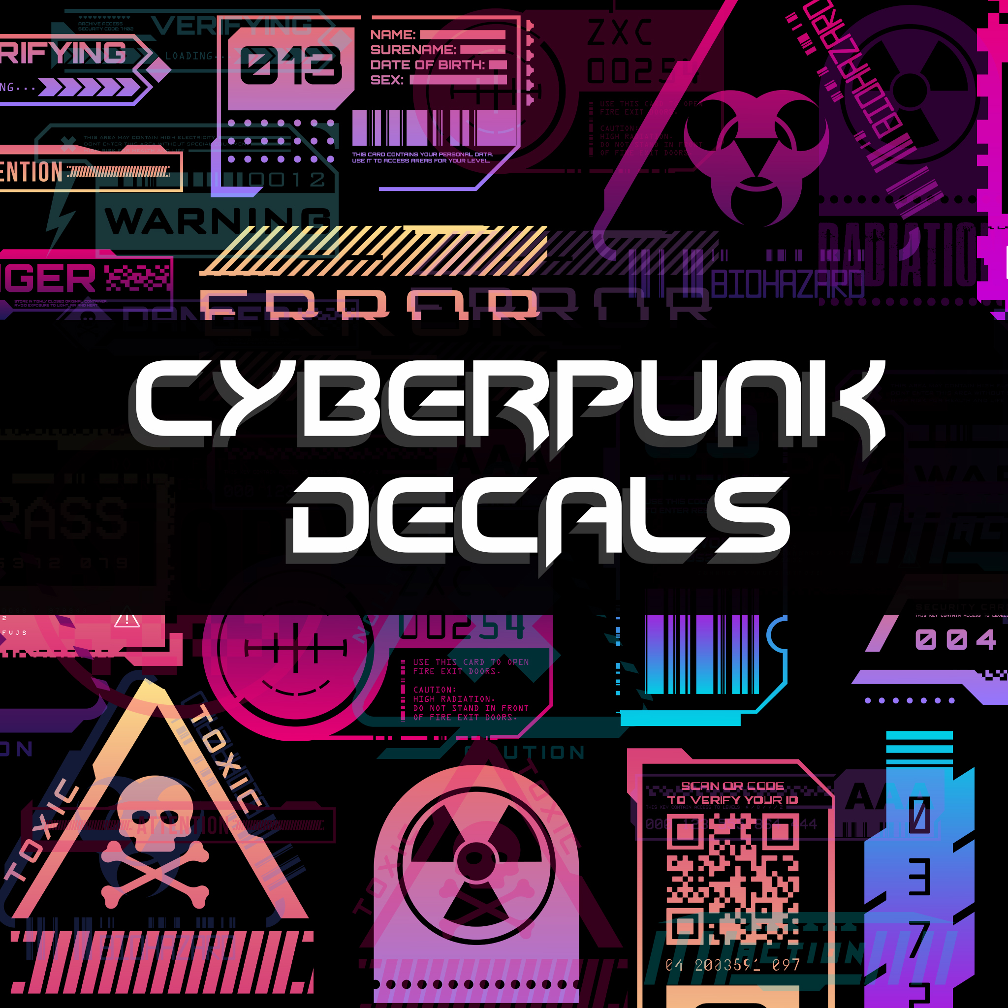 Emissive Ui Decals Pack Vol 3 PNG Kpack Decal Machine Blender