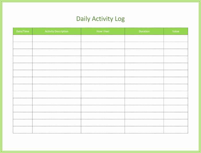 40 Daily Activity Log Template Excel Markmeckler Template Design