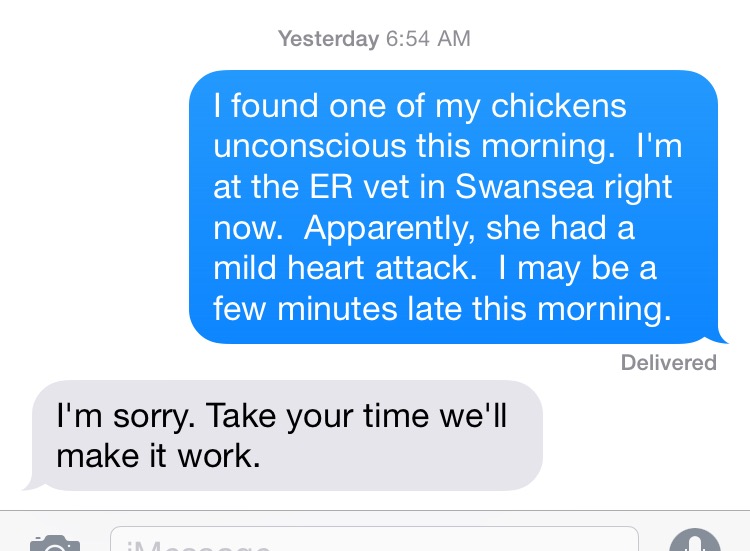 Is a sick chicken an excuse for a hygienist to be late? Mark Frias, RDH