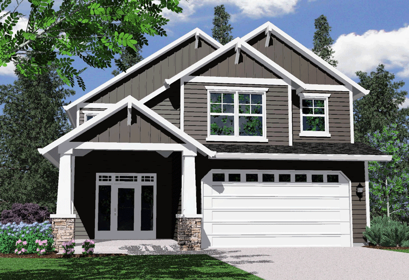 Narrow Craftsman Two Story House Plan with abundant open space