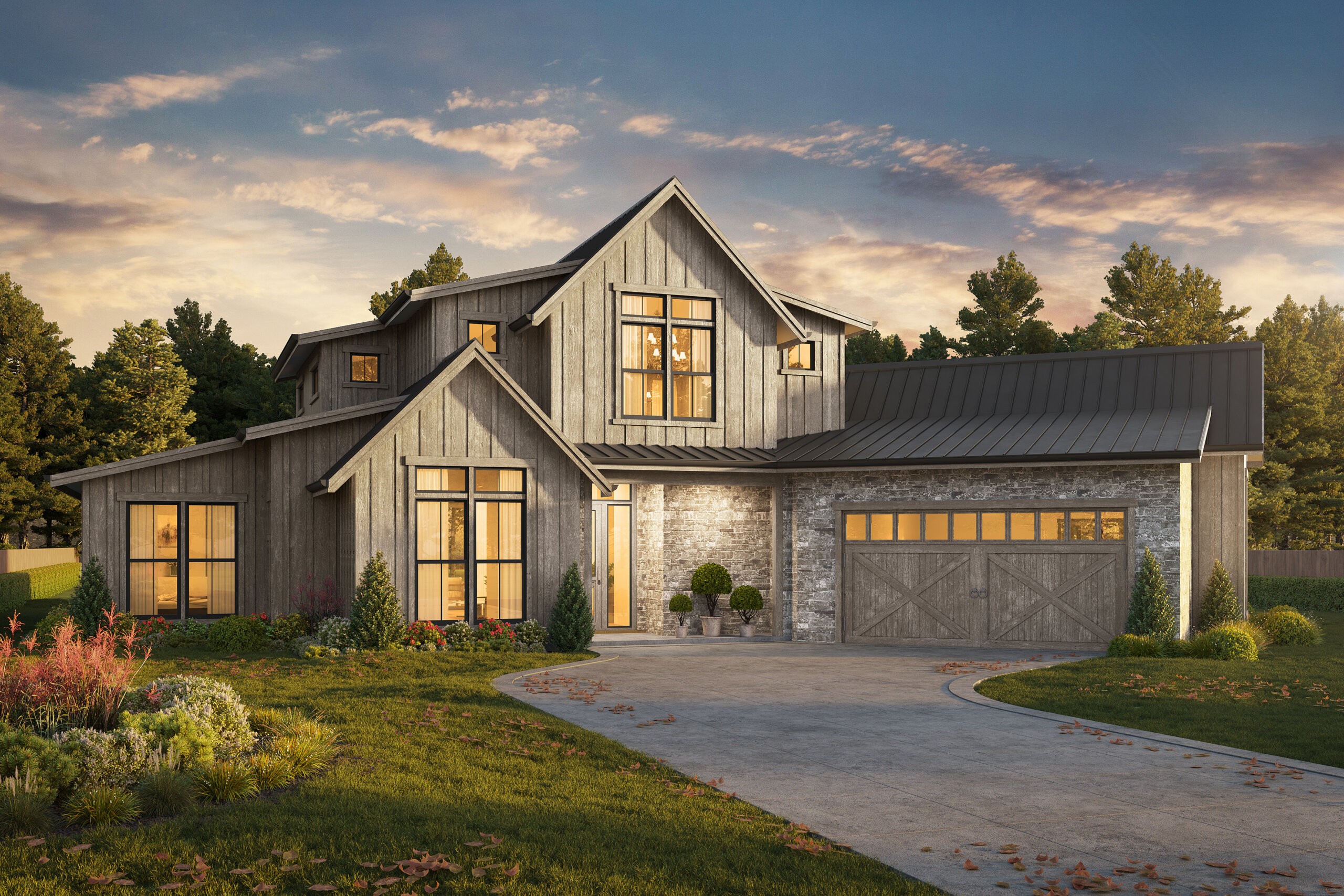 Pendleton House Plan Modern 2 Story Farmhouse Plans with Garage