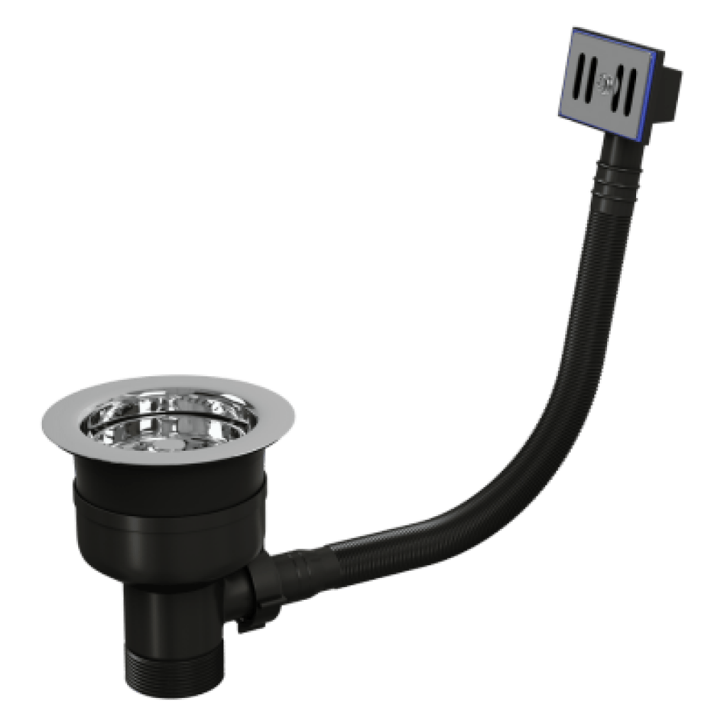 Top Fix Kitchen Strainer Waste with Overflow Polished Steel Finish